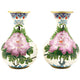Paire de vases chinois en cloisonné 2 - Fleurs Cloisonné Chinois Artisan d'Asie Blanc
