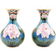Paire de vases chinois en cloisonné 2 - Fleurs Cloisonné Chinois Artisan d'Asie Vert