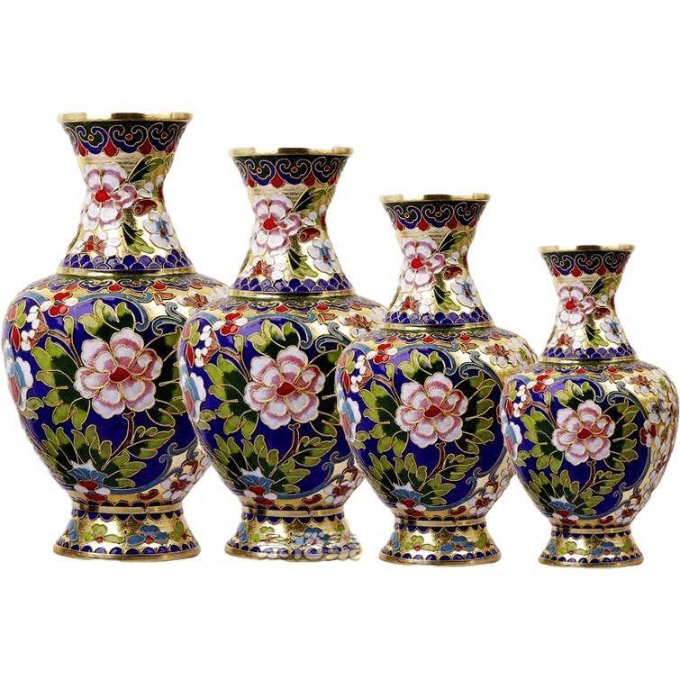 Paire de vases chinois en cloisonné – Fleurs Cloisonné Chinois Artisan d'Asie 