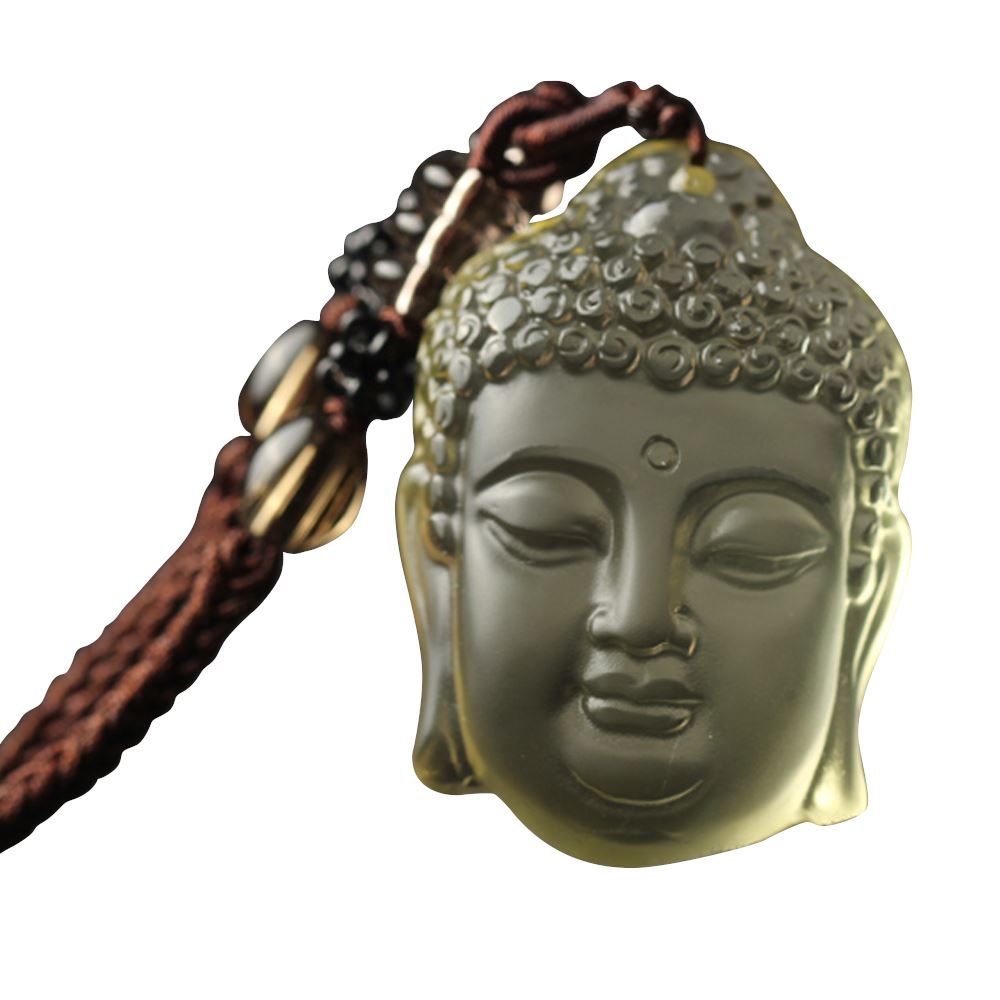 Pendentif Bouddha Amitabha en Citrine Pendentifs & Amulettes Artisan d'Asie 