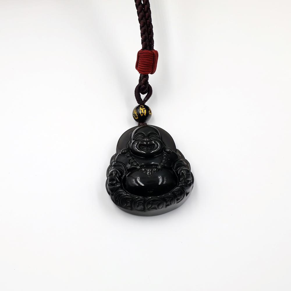 Colgante Buddha Maitreya en obsidiana negra