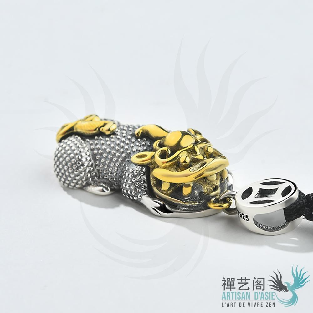 Boîte d'ajout de couleur argent Bague chinoise Feng Shui Pixiu