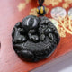 Pendentif Feng Shui Pixiu en Obsidienne Noire Chakras & Reiki Artisan d'Asie