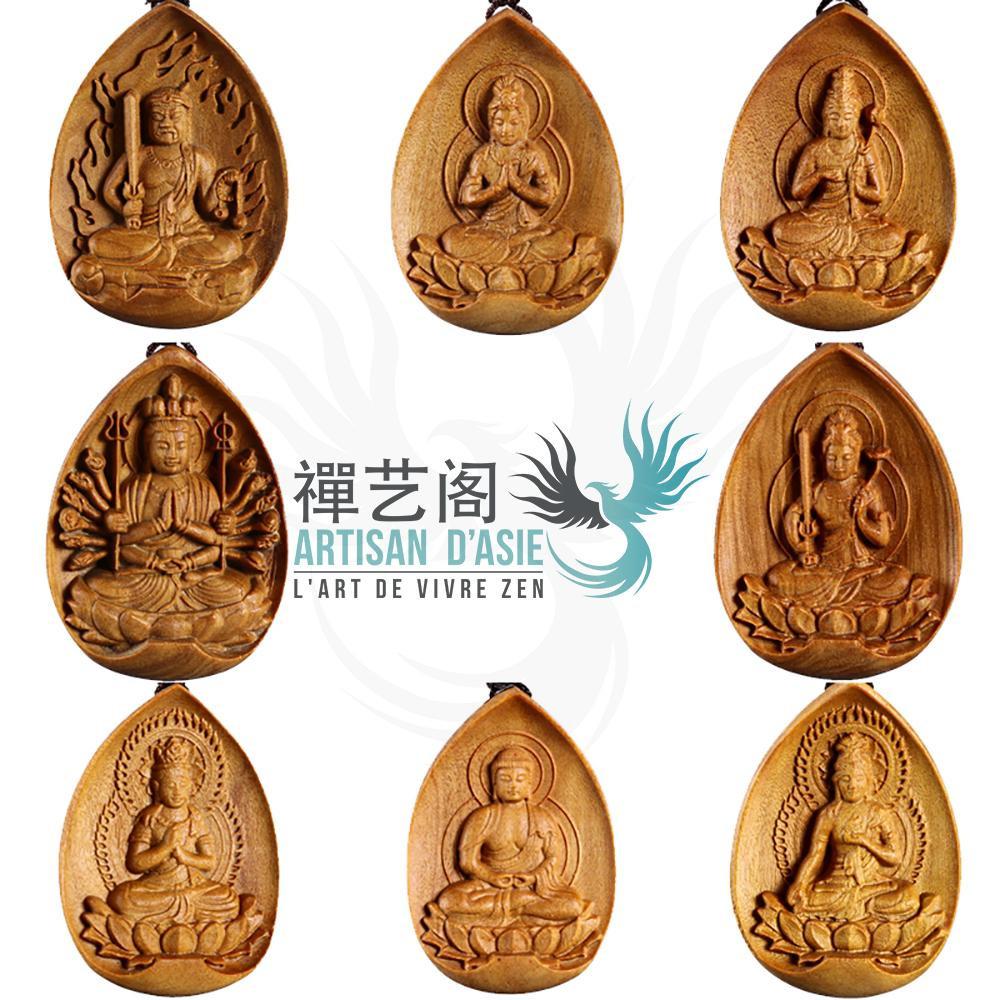 Pendentif Signes du Zodiaque en Bois de Santal Pendentifs & Amulettes Artisan d'Asie 