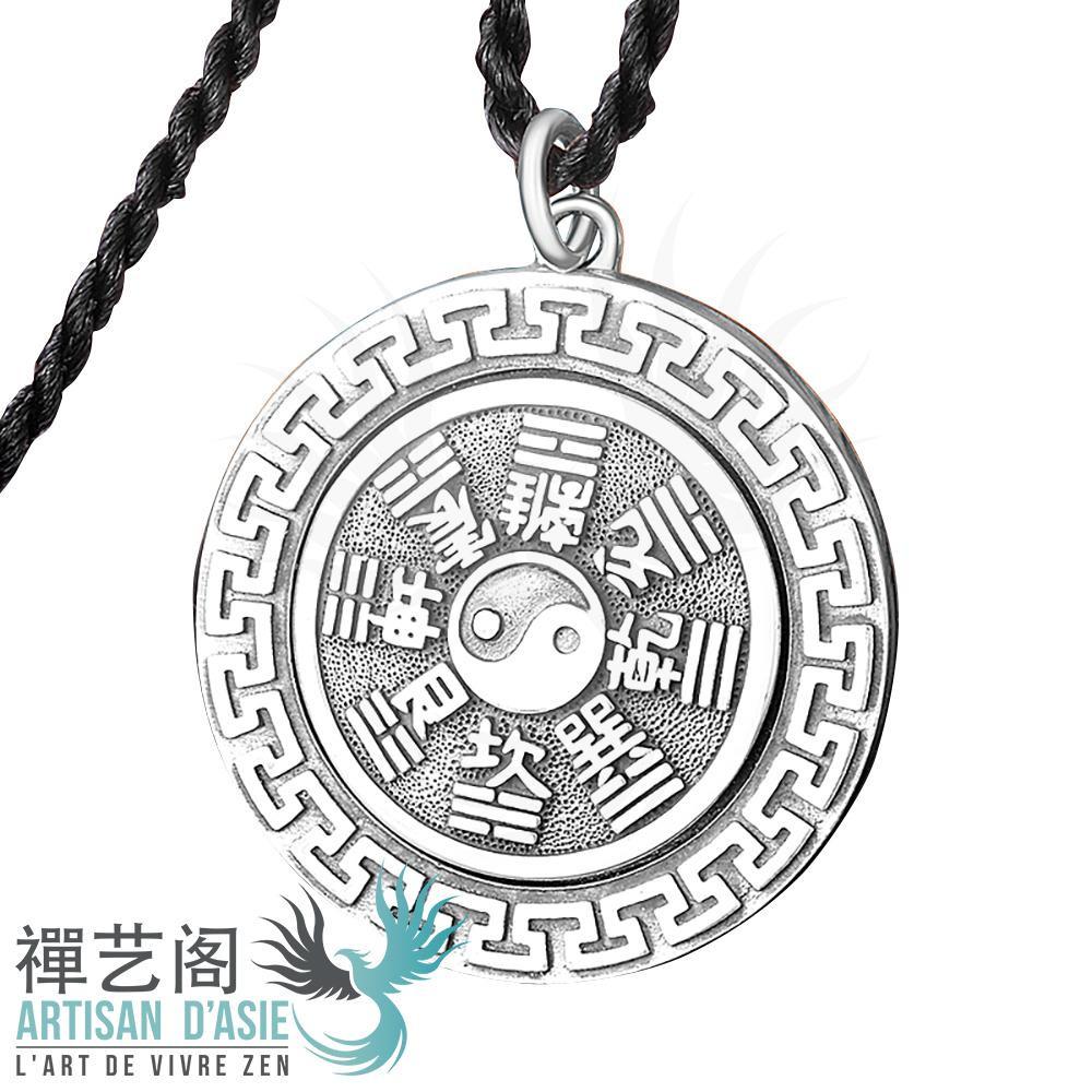Pendentif Tournant Yin & Yang en Argent Pur 990/1000 Pendentifs & Amulettes Artisan d'Asie 