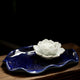 Porte Encens Lotus en Céramique Portes Encens Artisan d'Asie Bleu foncé - Lotus blanc