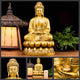 Statue Bouddha Amitabha en cuivre jaune Statues Bouddha Artisan d'Asie L - 39 cm