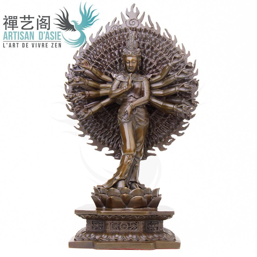 Statue Bouddha Avalokiteshvara en cuivre Statues Bouddha Artisan d'Asie 