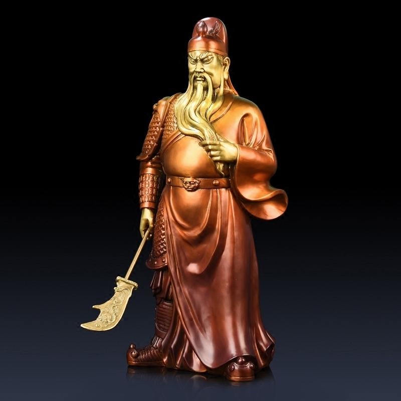 Statue Guanyu en cuivre Statues Asiatiques Artisan d'Asie 
