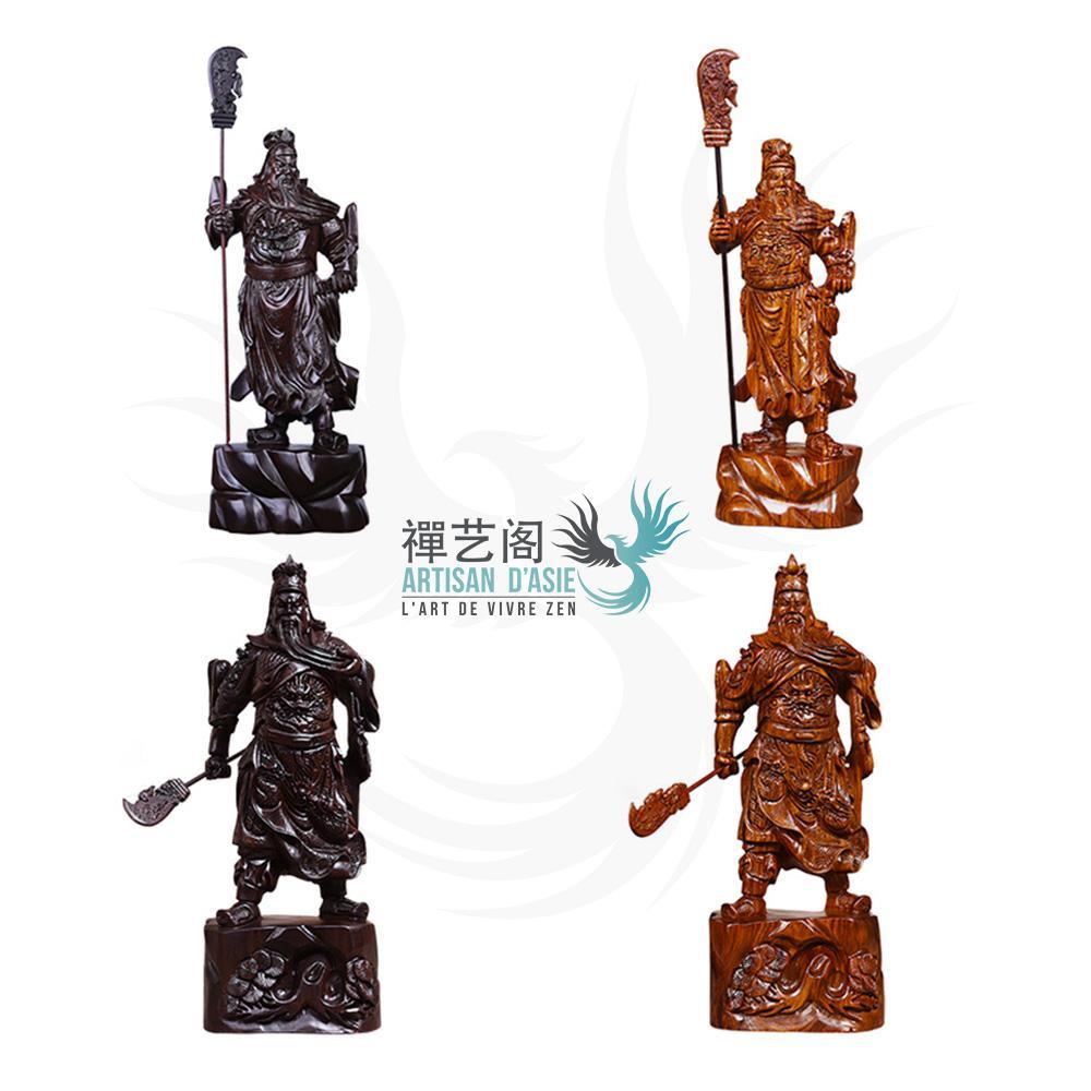 Estatua del samurai Guan Yu, madera negra de Honolulú o Paddock.