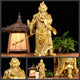 Statue guerrier Guanyu en cuivre ou cuivre jaune Statues Asiatiques Artisan d'Asie Cuivre Jaune - Taille L - 48 cm